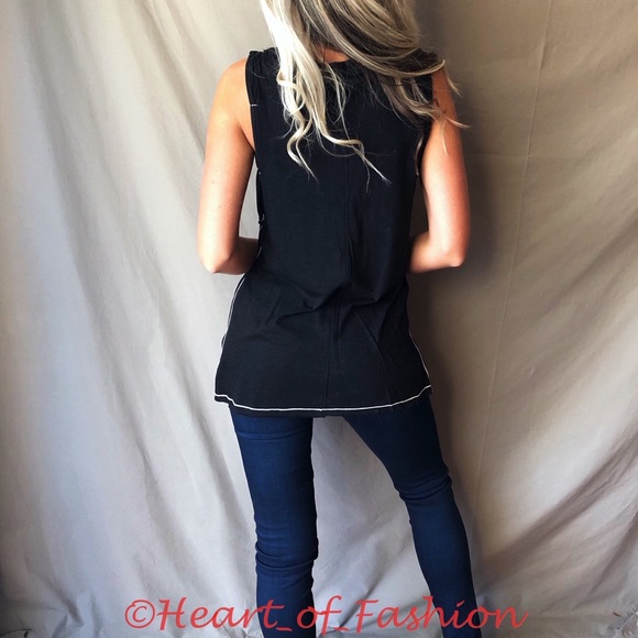 Distressed Burnout Floral Patch Loose Muscle Tank - Picture 3 of 7